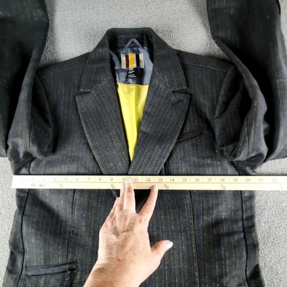 Diesel Blazer Mens L Gray Blue Gold Cotton Metal Sport Coat Jacket Italy HTF
